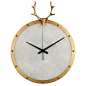 挂钟客厅个性创意时尚北欧轻奢纯铜鹿头钟表现代简约大气家用时钟-淘宝网