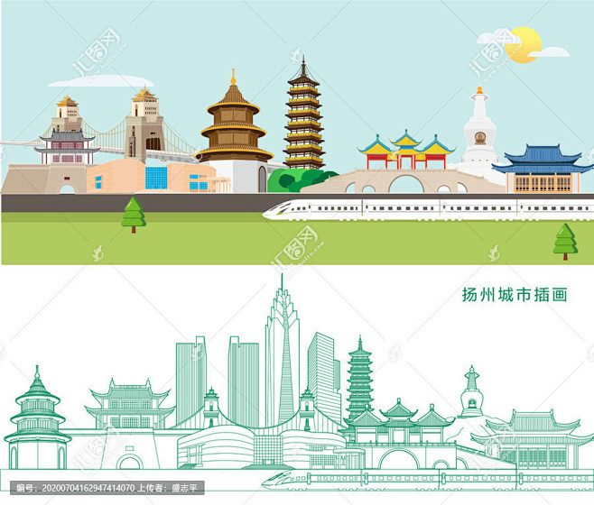 扬州城市插画