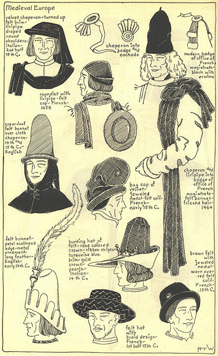 中世纪各种帽子