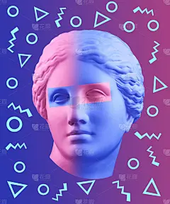 带有古代维纳斯半身像的现代概念艺术海报。当代艺术的拼贴画。