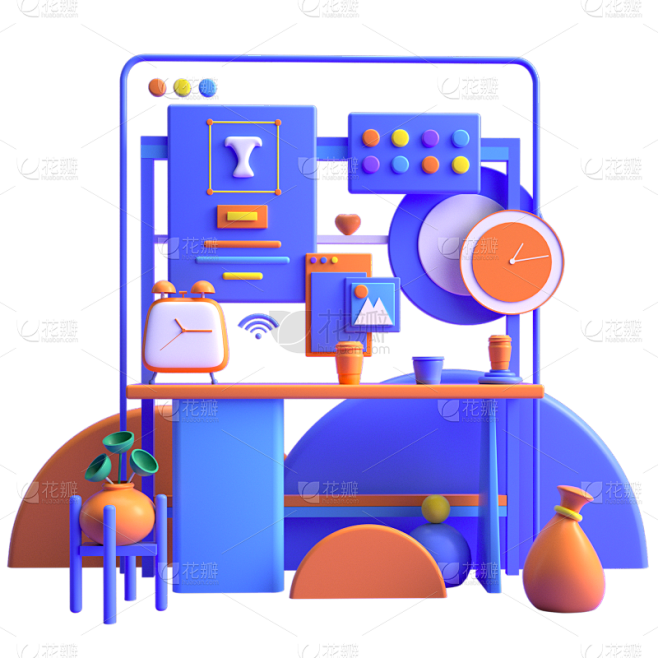 C4D场商务科技风场景插画