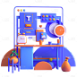 C4D场商务科技风场景插画