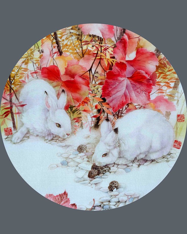 十二生肖系列-兔 - 纪淑文工笔画室官网
