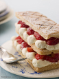 甜品店广告素材 红莓奶油夹心拿破仑蛋糕