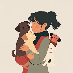 人物插画狗插画素材
