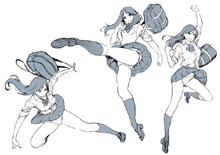#SAI资源库# 动漫女高中生的绘制参考...