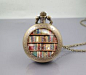 Bookshelf Pocket Watch Locket NecklaceBook library by simdesign; small, but Love the idea of wearing books