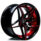 22" Staggered Marquee Wheels M3259 Black Red Inner Extreme Concave Rims