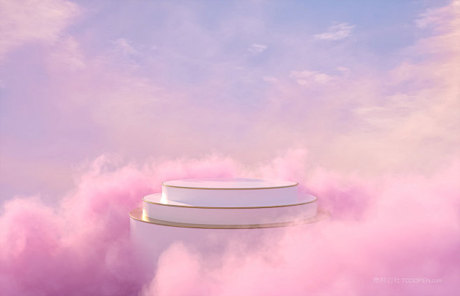 梦幻唯美粉色烟雾电商展台场景海报背景图片