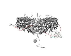 排灯节庆祝活动 哈奴曼 十头手绘草图 矢量插图