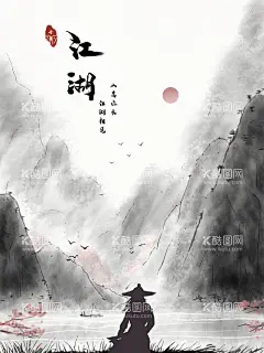 中国风意境武侠山水水墨画中国风  - 源文件下载【酷图网】功夫,古典,古风,简约,江湖,江洋大盗,情感,表达,水墨,武林高手,武侠风,祥云,中国风