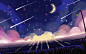 卡通手绘星空浪漫插画背景