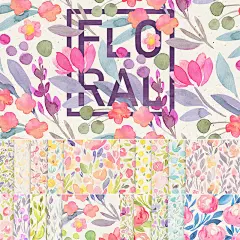 手绘水彩无缝拼接连续图案单元花卉墙纸壁纸高清图片平面设计素材-淘宝网