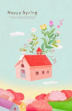 春季春天卡通唯美插图插画矢量源文件_Ai：