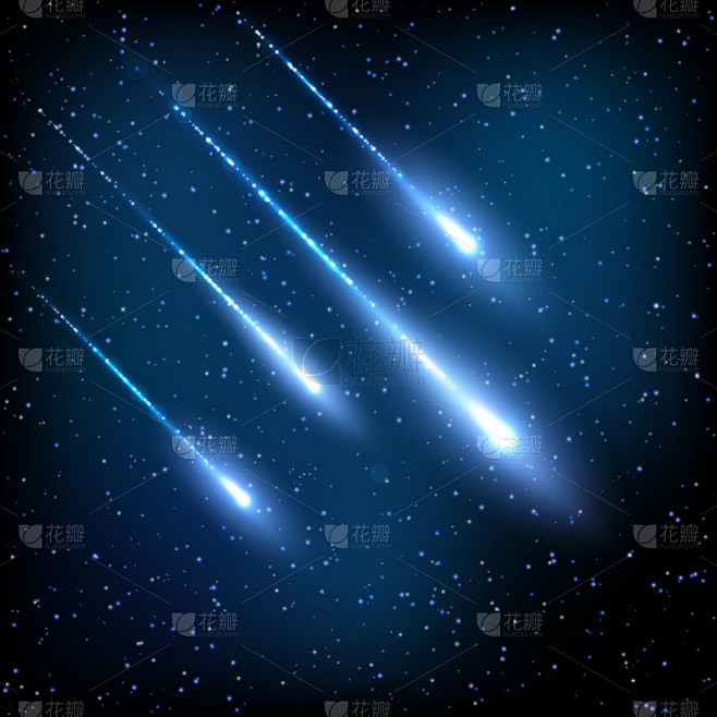 蓝色的夜空的流星划过天空