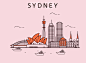 悉尼旅游 手绘建筑 现代建筑 建筑插图插画设计AI tid024t003993