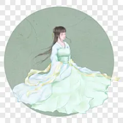 手绘古风人物全身草绿色裙子卡通手绘PNG图片 来自PNG搜索网 pngss.com 免费免扣png素材下载！