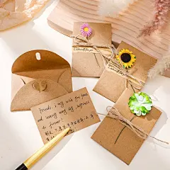 生日卡片纸花创意DIY复古牛皮小号假花贺卡母亲节带信封太阳花 - 阿里巴巴