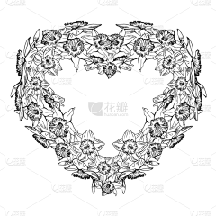 动物手,心型,单色调,华丽的,请柬,婚礼,花,绘制,问候,爱