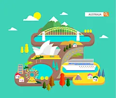 国外知名地标旅游插画