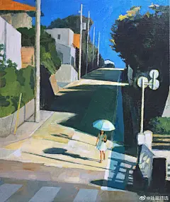 画师Makoto Funatsu笔下的画，她的作品大多采用生活的元素进行艺术创作，极具有艺术气息。这组插画主要以街景上的人为主题，喜欢她对风景,人物,表现的风格，安静. 抽象. 美好 ​...#焕新吧生活# #以梦为马# #画里的故事# ​​​​