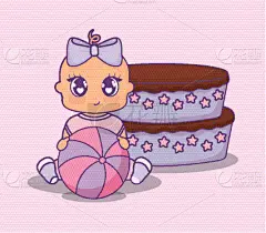 女孩,庆生会,蛋糕,贺卡,儿童,婴儿,塑胶,可爱的,小的,庆祝