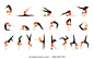 Positions of yoga icons set. Vector illustration.