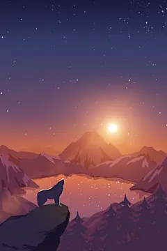 扁平风手绘风景插画模版