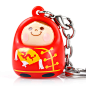 萌钥匙包 PLUMO 正品 万代 声控点头娃娃 钥匙扣-中国红