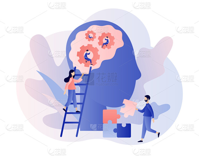 现代,绘画插图,卡通,病人,矢量,平坦的,心理治疗,协助,问