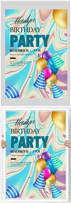 炫酷唯美创意生日海报