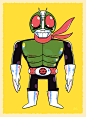 TOKU II (Kamen Riders) : Tokusatsu, Part 2.A series of Kamen Riders, old and new. Character Illustrations are digitally drawn in Photoshop and silkscreened by hand on paper.