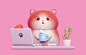 3D busy cartoon Cat cute homeoffice kawaii remotework stayhome VisDev