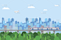 都市风景,城市生活,背景,图表设计师,铁轨轨道,办公室,天空,艺术,水平画幅,绘画插图