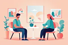 心理病患心理咨询治疗人物场景插画