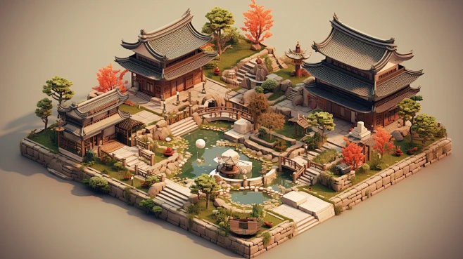AI古风庭院设定素材 园林花园场景造型设计 背景图片游戏美术资源-淘宝网-花瓣网