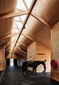 Elongated skylight illuminates Chilean stables by Matias Zegers Architects : A skylight that runs along the ridge of this stables near the Chilean capital of Santiago allows daylight to flood onto laminated-timber trusses that support its curved ceiling.