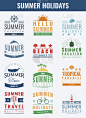 夏季标签，符号，标签和元素设置为夏季假期，旅游，海滩派对，假期。向量