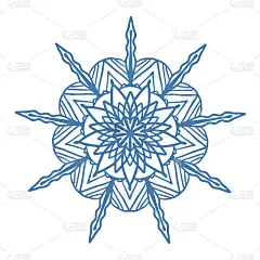 手绘蓝色雪花图标孤立在白色背景。冬季设计元素雪花霜晶体矢量插图