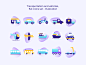 Transportation and vehicles,  flat icons set - Illustration
