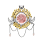 Theo Fennell Carved Rose uartz Dove and Olive Branch Pendant Brooch in 18ct white and yellow gold, with 13.94ct rose quartz and diamonds (￡21,000), which can be worn as either a brooch or a pendant.@北坤人素材