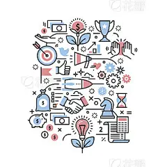 Business project concept. Modern thin line icons