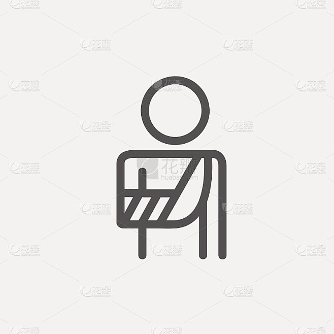 受伤的人在绷带细线图标