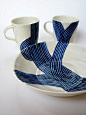 Navy stripe ceramics.