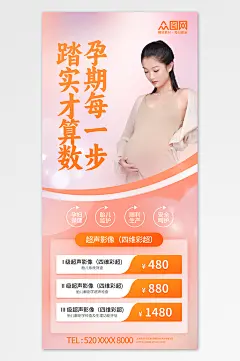 橙色孕产妇孕妇保健产前检查海报-众图网