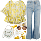 A fashion look from June 2017 featuring patterned shirts, high-waisted jeans and low heel pumps. Browse and shop related looks.