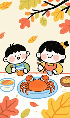 卡通秋季美味大闸蟹儿童插画