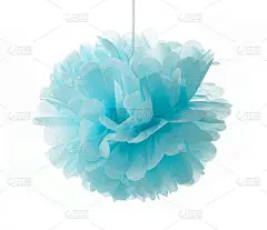 蓝色纸巾绒球装饰