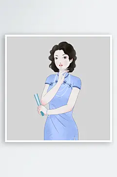 中国风手绘旗袍美女古典美女民国美女-众图网