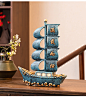 新中式创意帆船摆件一帆风顺家居客厅玄关酒柜装饰办公室桌面摆设-tmall.com天猫